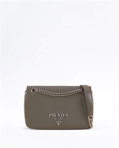 Prada Talco Saffiano Vernice Jeweled Crossbody Pochette Bag 